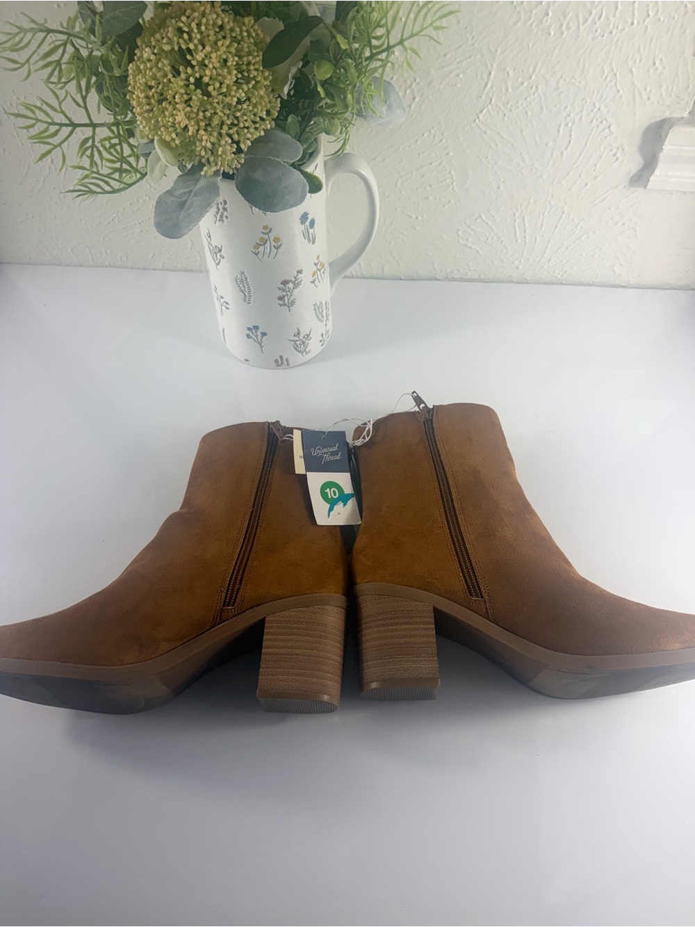 Women’s Brown Ankle Boots Size 10 Pointed Toe Block Heel Universal Thread - Picture 6 of 11